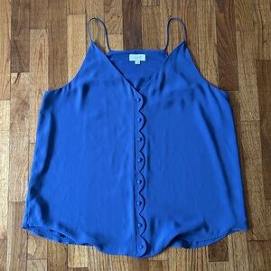 LOFT Blue Scalloped Tank Top Size X-Large